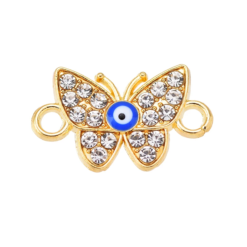 15 Stück gemischte glückliche blaue Augen Schmetterling Verbinder Charm für Damen Armband DIY Schmuckherstellung Zubehör Emaille Legierung Anhänger – Detail 4