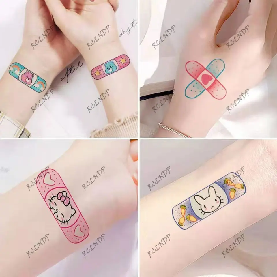 

28 Pcs Waterproof Temporary Tattoo Sticker Scar Covering Cartoon Funny Cute Band Aid Flash Tatoo Fake Tatto for Men Wome Kids