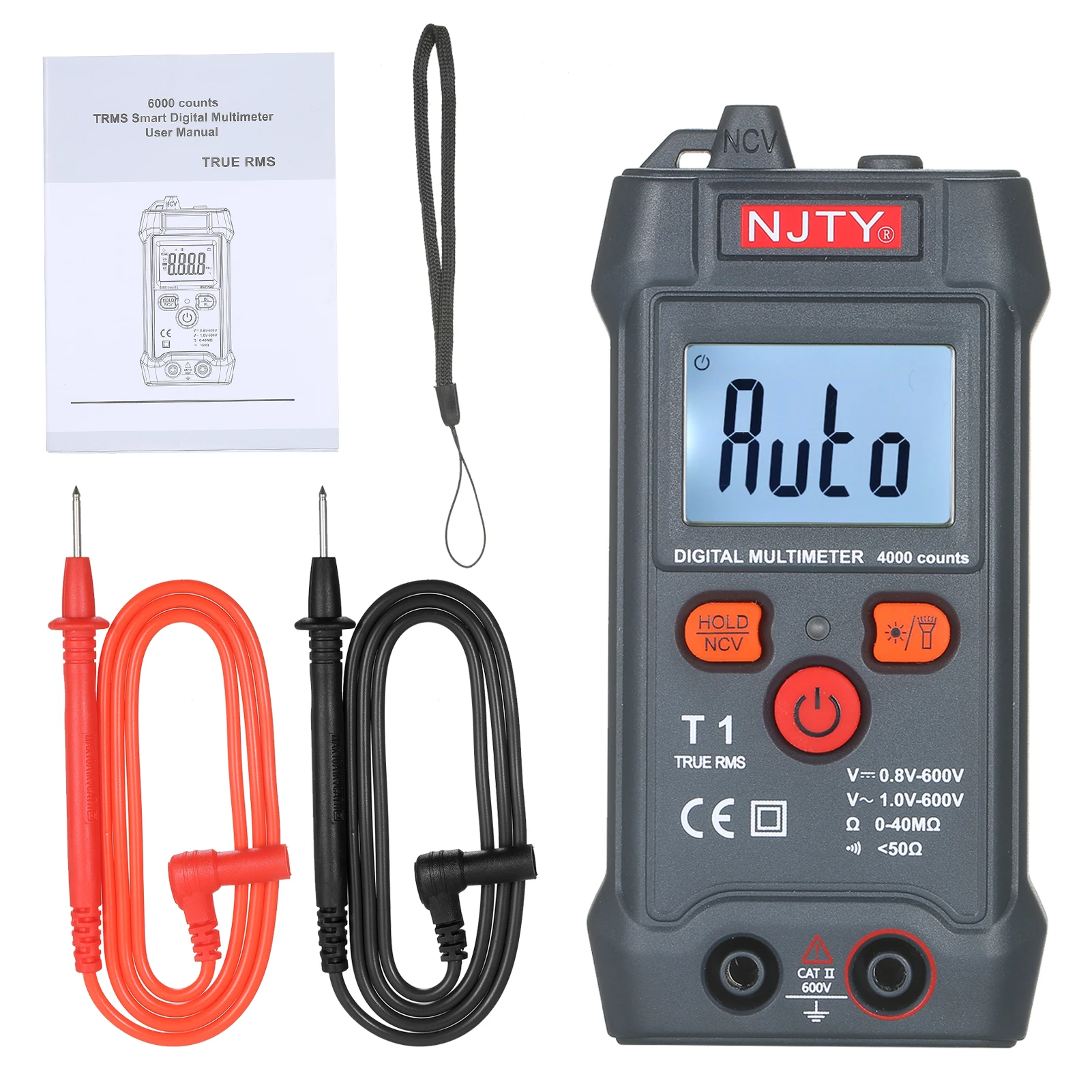 

LCD Digital Multimeter Auto Range NCV 4000 Counts True RMS Smart Universal Tester 600V Voltmeter Ohm and Voltage Tester