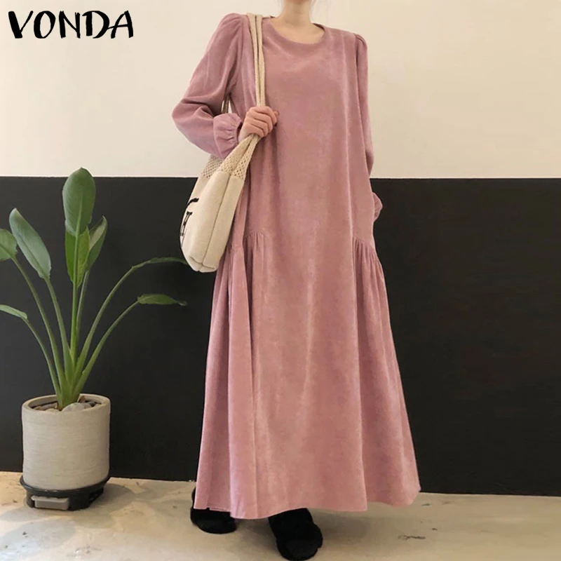 Robe com Bolsos Loose Sundress Vonda Feminino Manga Longa Vestido Liso Senhoras Plissado Vestidos Femininos Sólido Oversized 2022 10 Computers & Electronics