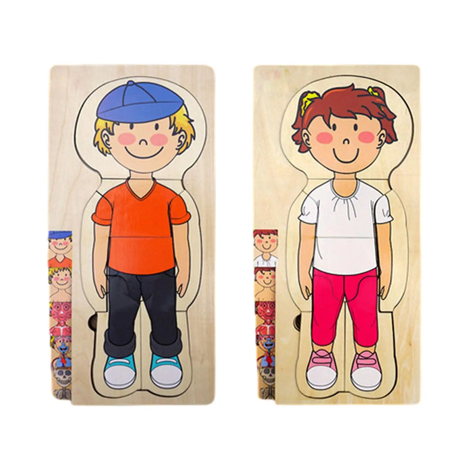 

Wooden Human Body Puzzle Toys Playset Montessori for Children Girls Toddlers