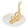 Cats Posture Ring Holder Golden Kitty Tail Dish Jewelry Tray Ring Round Dishes Trinket Tray Ceramic Jewelry Storage Home Durable 1