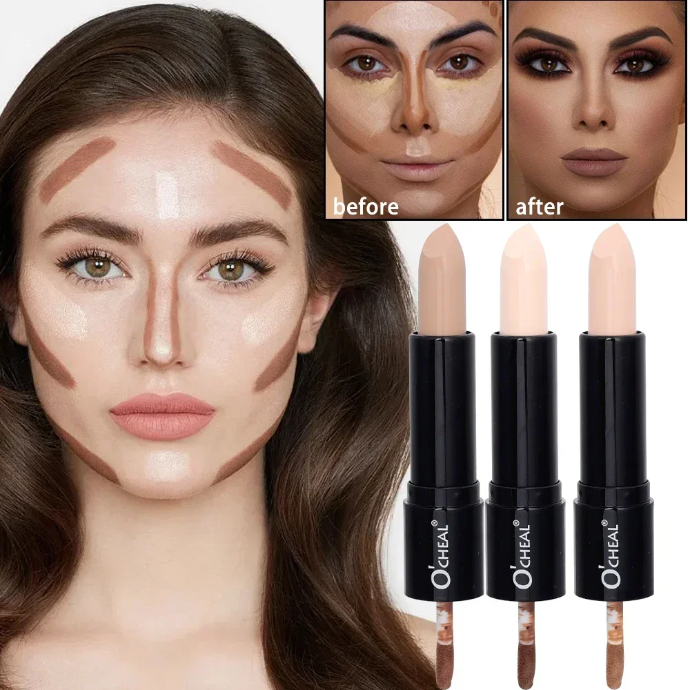 Double-end Face Highlighter Contour Stick Oil-control Waterproof Concealer Pencil Corrector Pen Long Lasting Makeup face highlighter,facial contour stick