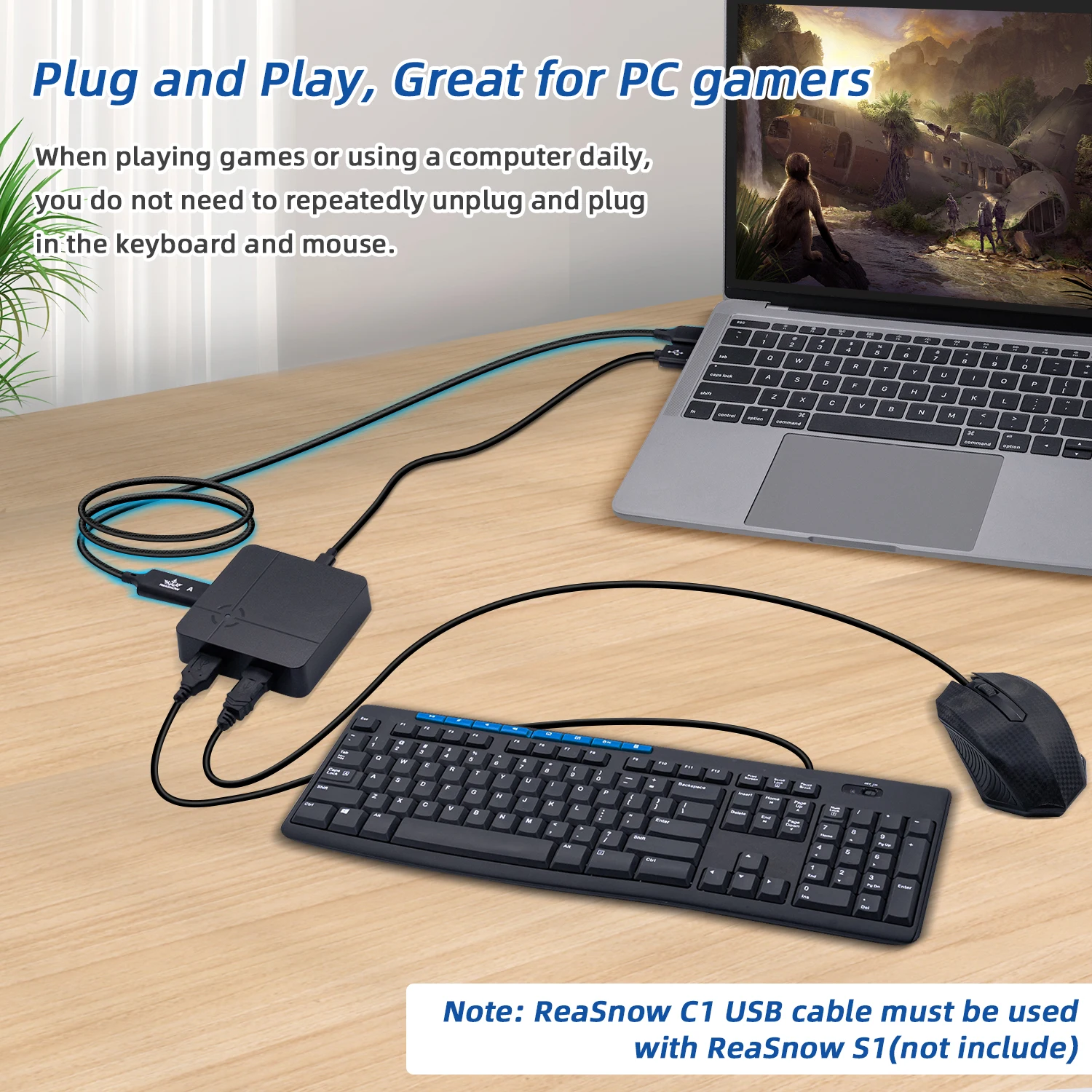 Reasnow C1 USB Cable for switching between Keyboard&Mouse mode and  Controller mode for Reasnow S1 for PC/PS5/PS4/Xbox Series X