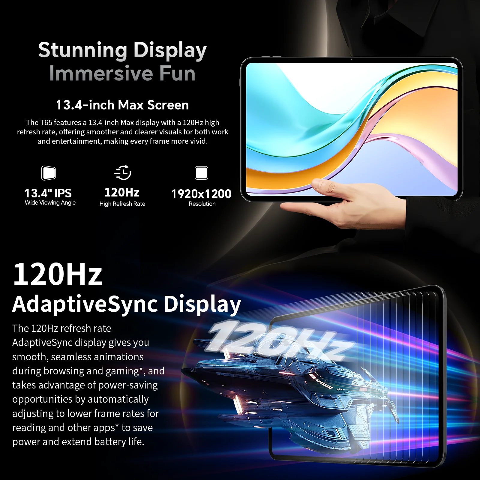 TECLAST T65 13 インチ タブレット 2025 Android 16 2025 Teclast Tablet T65, 13.4'' 120Hz Tddi Screen, Android