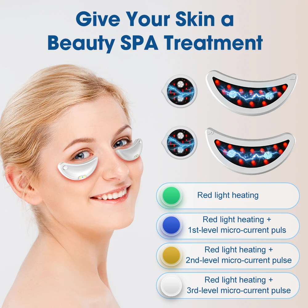 EMS Eye Facial Massager 660nm Red Light Heating Therapy Reduce Skin Fine Lines Dark Circles Anti-Wrinkle Firming Skin Care