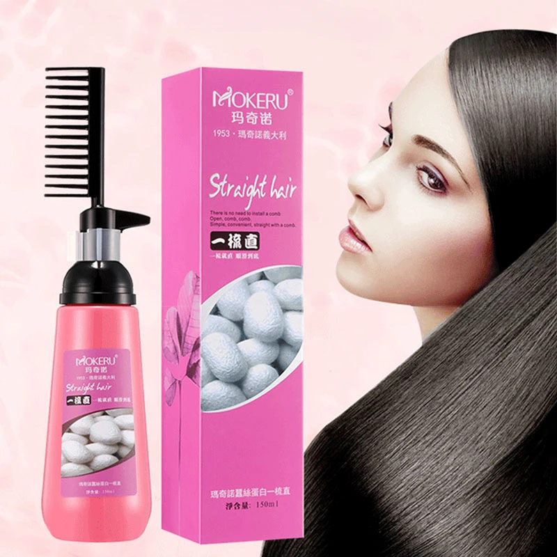 A comb-straightening cream does not hurt the hair  a non-pulling ion perm solution is used to straighten and soften the hair