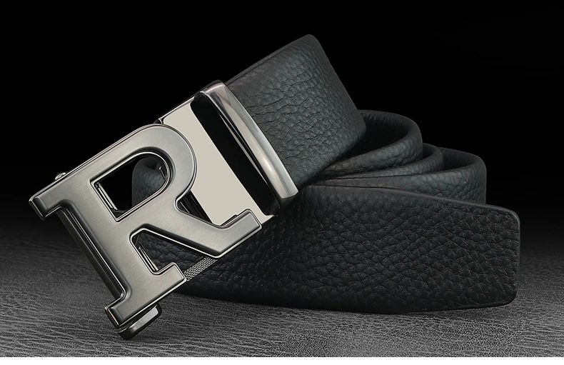 Luxury designer belts men R letter Automatic Buckle high quality grain leather fashion young men brand cintos masculinosZ276