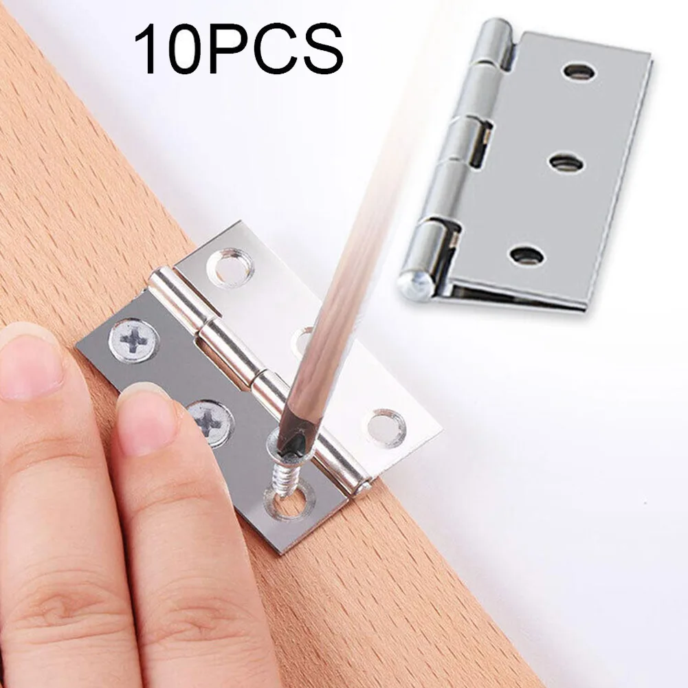 10 PCS Door Hinge Stainless Steel Hinges Cabinet Hinges Door Connector Picture Frame Flat Hinge Bookcase Furniture Hardware
