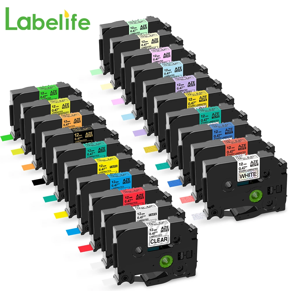 Etiqueta de Fita Misturar Cores Compatível para p Touch 12 mm 12 mm Laminado Impermeável 241 251 631 641 Pcs Labelife-tze231
