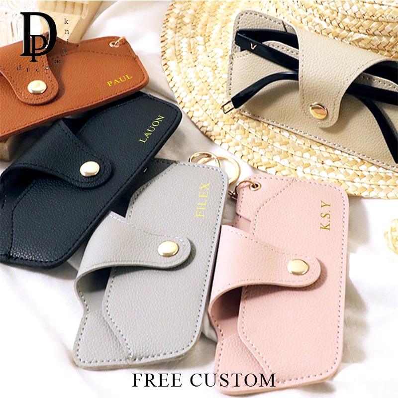 

Кожаная сумка для очков с надписью на заказ, дорожные портативные Повседневные Чехлы для солнцезащитных очков, органайзер для хранения очков с гравировкой имени, модный подарок