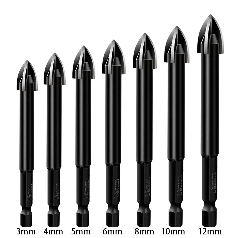 

1pc 3/4/5/6/8/10/12mm Drill Bits Cross Hex Tile Bits Glass Ceramic Concrete Hole Opener Alloy Triangle Drill Bits Woodworking