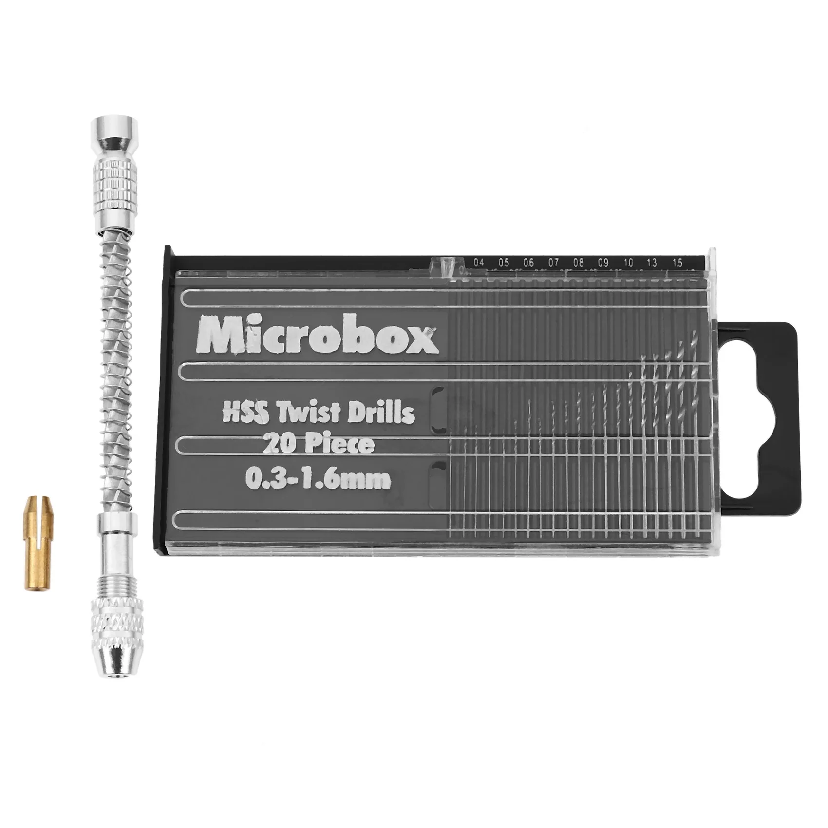 21pcs Pin Vise Hand Spiral Drill Mini Micro-Drill Bits Set Index Semi-automatic