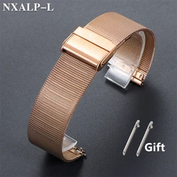 Elegant Milanese Mesh Stainless Steel Watch Band - Sleek and Durable 1.5mm Thickness Strap - 22mm (Rese Gold)