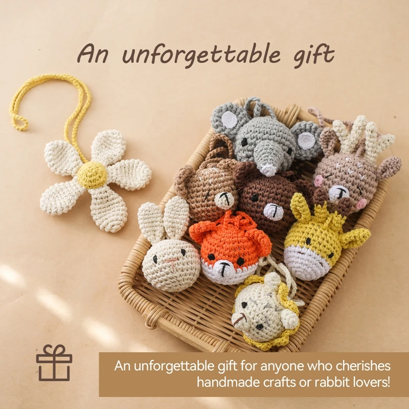 1pc Baby Animal Crochet Crib Gym Pendant Rattle Toys Newborn Hanging Toy Crib Bracket Pendant Gym Montessori Children's Toy Gift 5