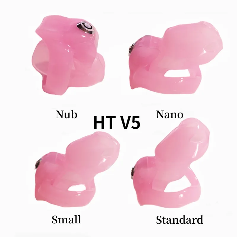 Penis Chastity Cage Chastity Lock Sex Toy Chastity Cage Accessory Pink HT-V5 With 4 Penis Rings