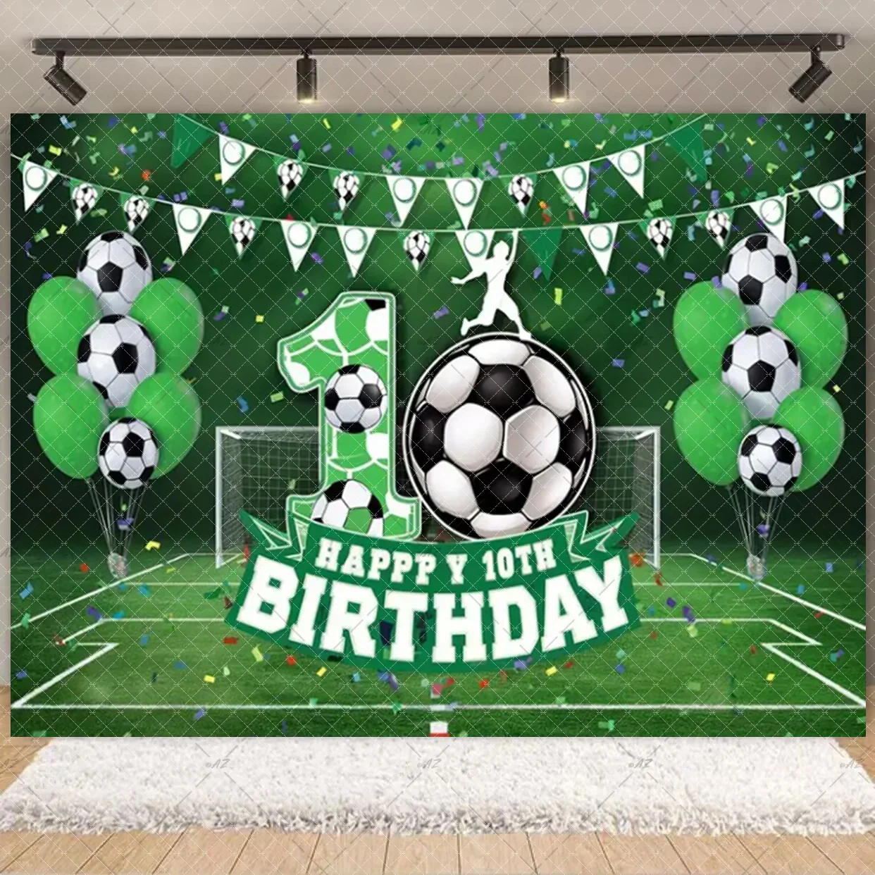 Fußball Hintergrund Fußball Ballon Hintergrund Junge Geburtstag Party Dekorationen Grün Blau Photo Booth Requisiten Für Kinder Kind Geschenke – Detail 13
