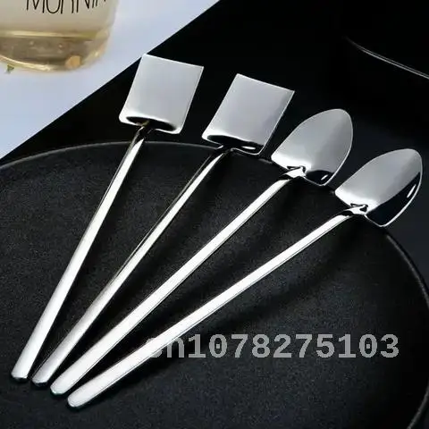 

Stainless Steel Ice Cream Coffee Spoon, Shovel Shape, Shell Tea Spoons, 2 Options, Afternoon Tea Dessert, Long Handle, 1Pc