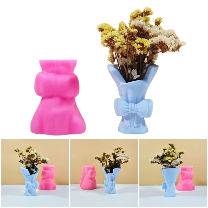 

Силиконовая форма для цветочных горшков, абстрактный бантик, кашпо, форма для цементной глины, домашний декор