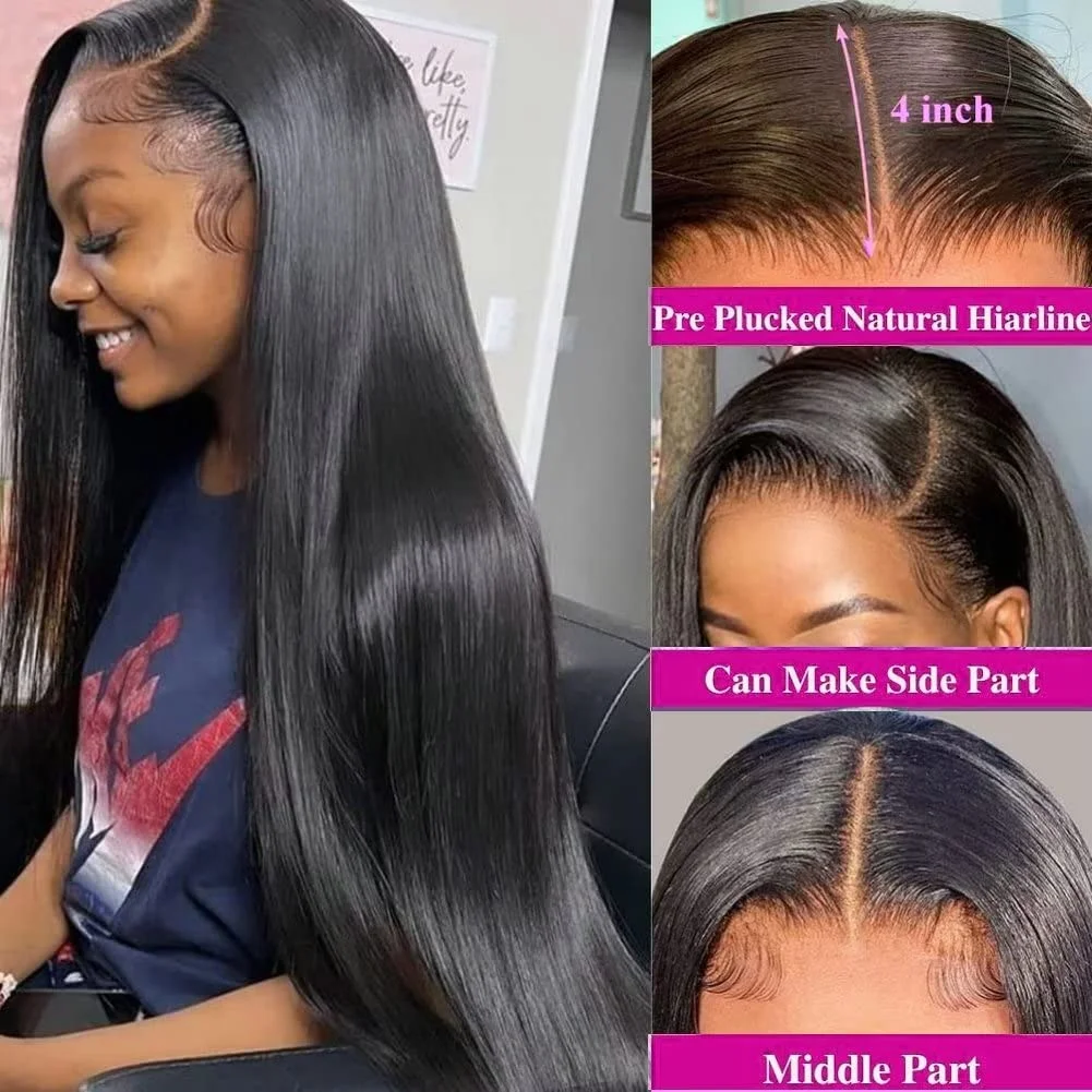 Human Hair Wig Transparent 13x4 Lace Front Human Hair Wigs Brazilian Straight 13x6 Lace Frontal Wigs Pre Plucked 4x4 Closure Wig For Women