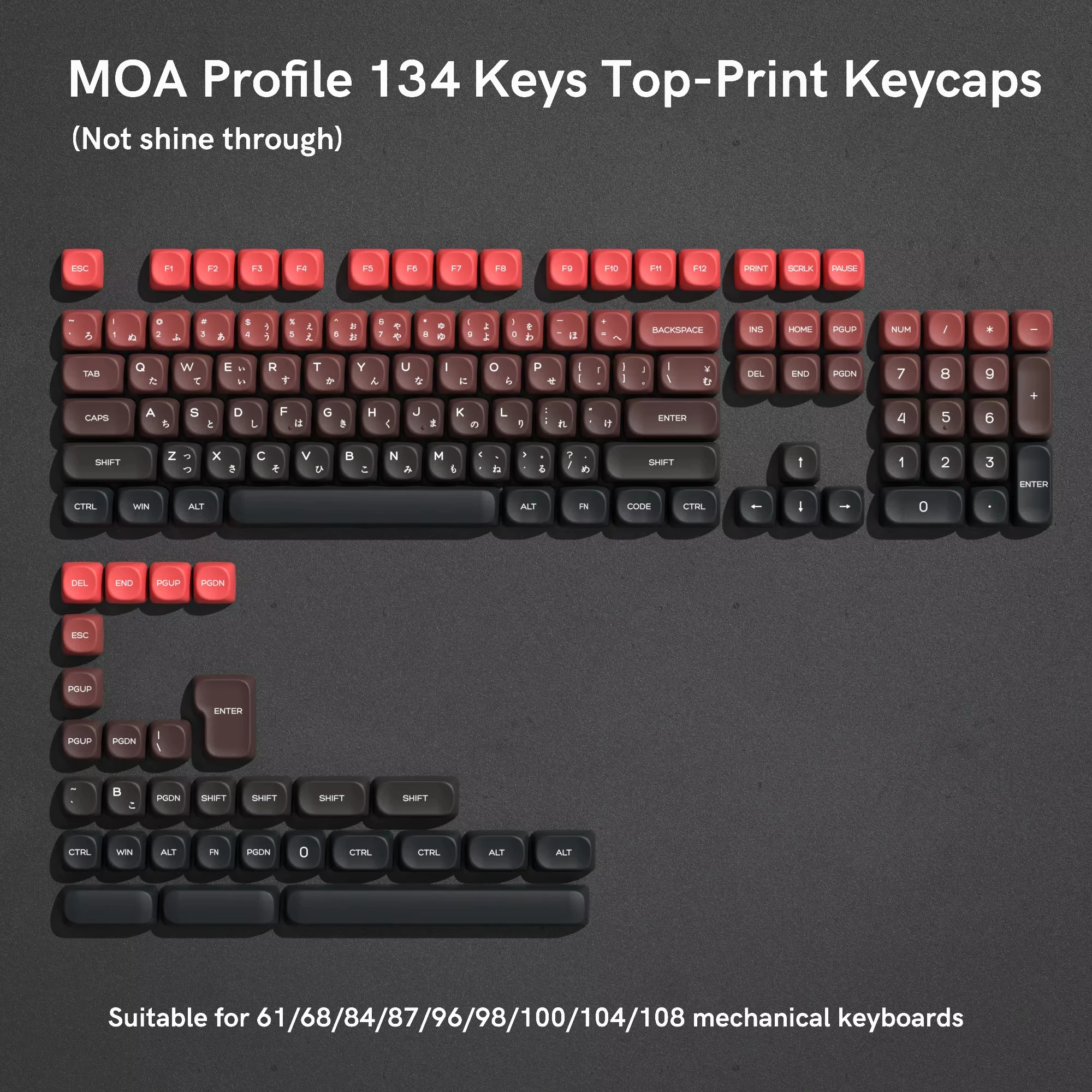 143 teclas rosa cereja pbt teclas moa perfil alfândega corante sub