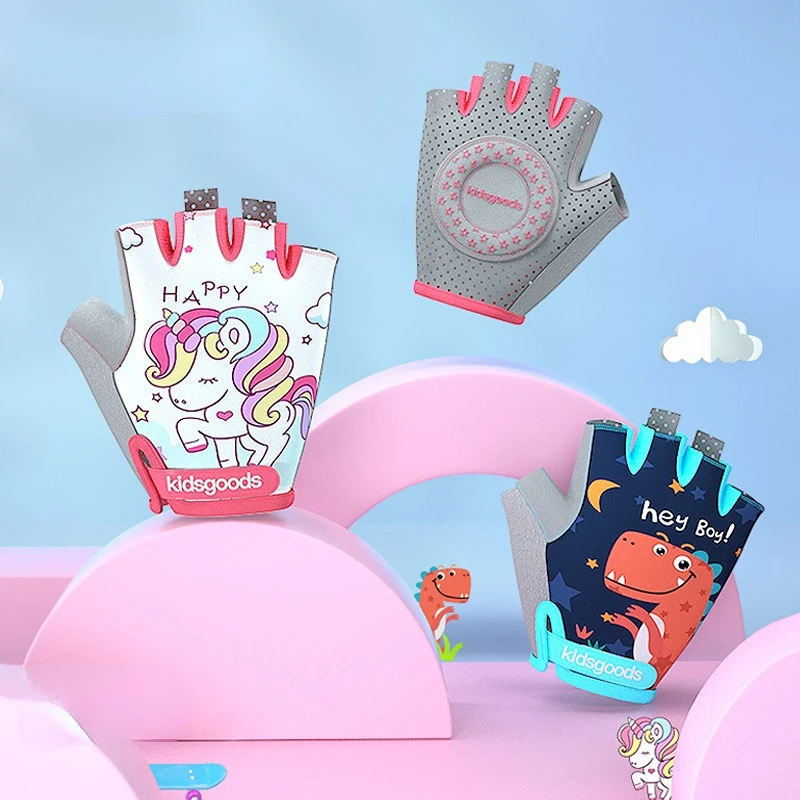

Kids Sports Safety Gloves Cycling Print Cartoon Boys and Girls Non Slip Half Finger Gloves Winter Kids Mitten Warm Accessories