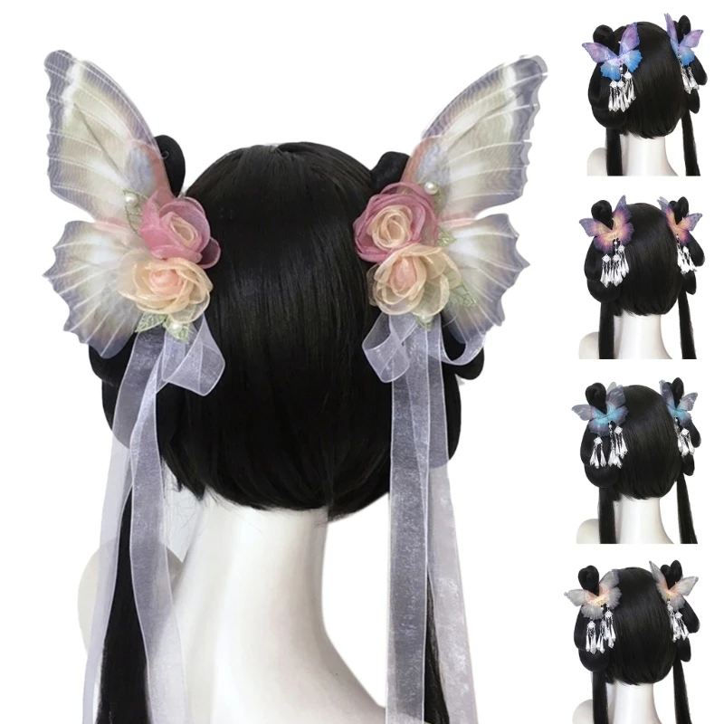 Princess at Large Hair Duckbill Clips Non-Slip Summer-vibe Silver Tassels Barrettes Strong Hold Hairpin for Girls