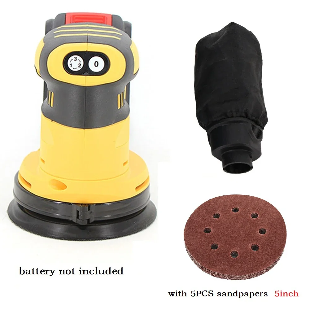 125mm Brush Motor Cordless Orbital Sander Wood Grinder Wood Metal Waxing Polishing Grinding Machine For Makitas 18V Battery