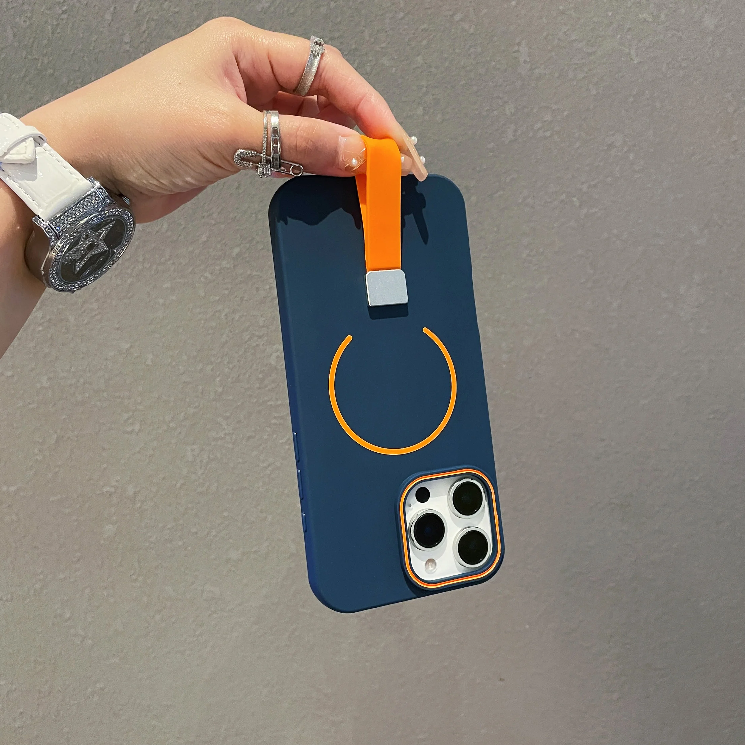 MagSafe Magnetic Phone Grip with Silicone Finger Strap and Soft Cover