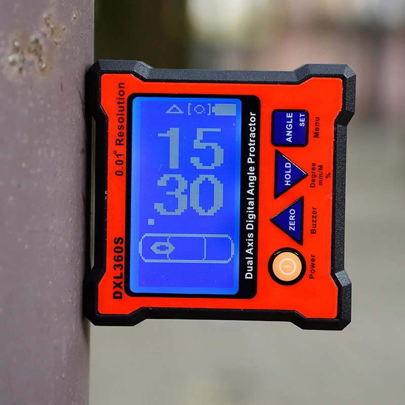 디지털 이중 축 각도기 경사계 해상도 0.01 레벨 측정 박스, 각도 눈금자 고도 계량기 + 5 면 마그네틱 베이스