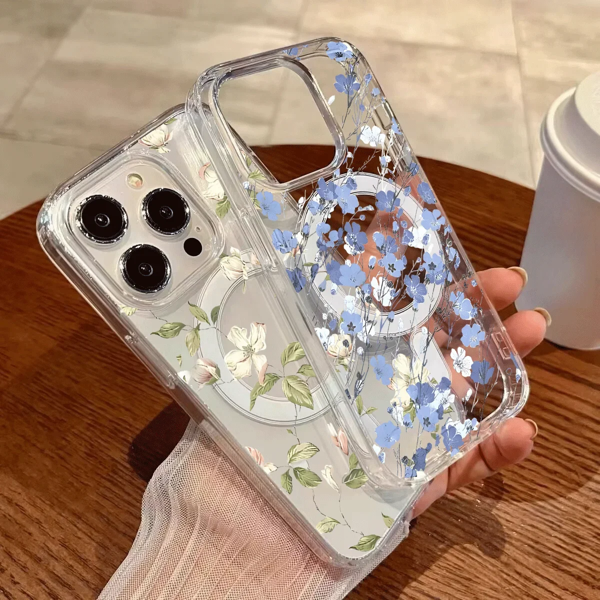 Magnetic Floral Smile Clear Phone Case