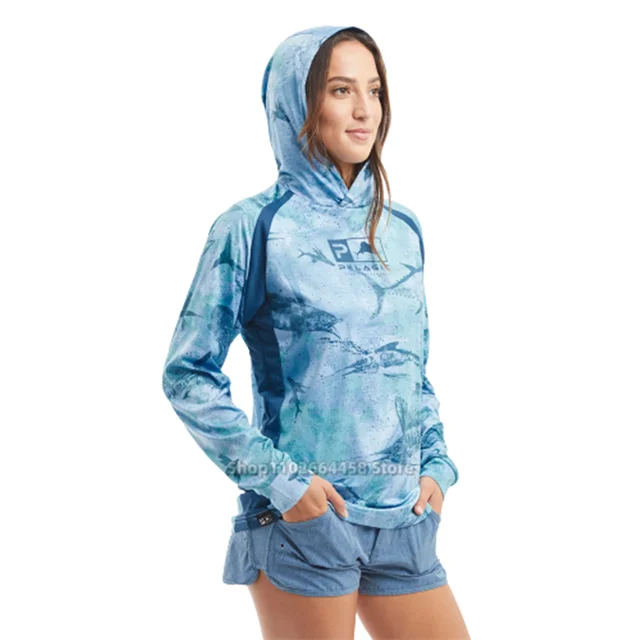 Aftco Clothingwomen's Upf50 Fishing Hoodie With Cap - Long Sleeve
