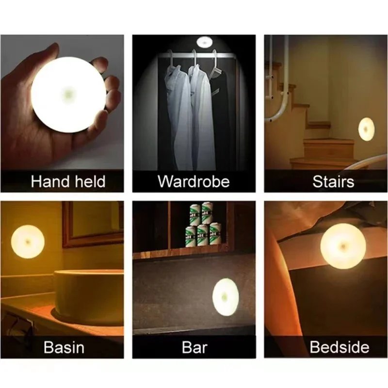 LED Motion Sensor Night Light USB Rechargeable Night Lamp For Kitchen Cabinet Wardrobe Lamp Staircase Wireless LED Closet Light