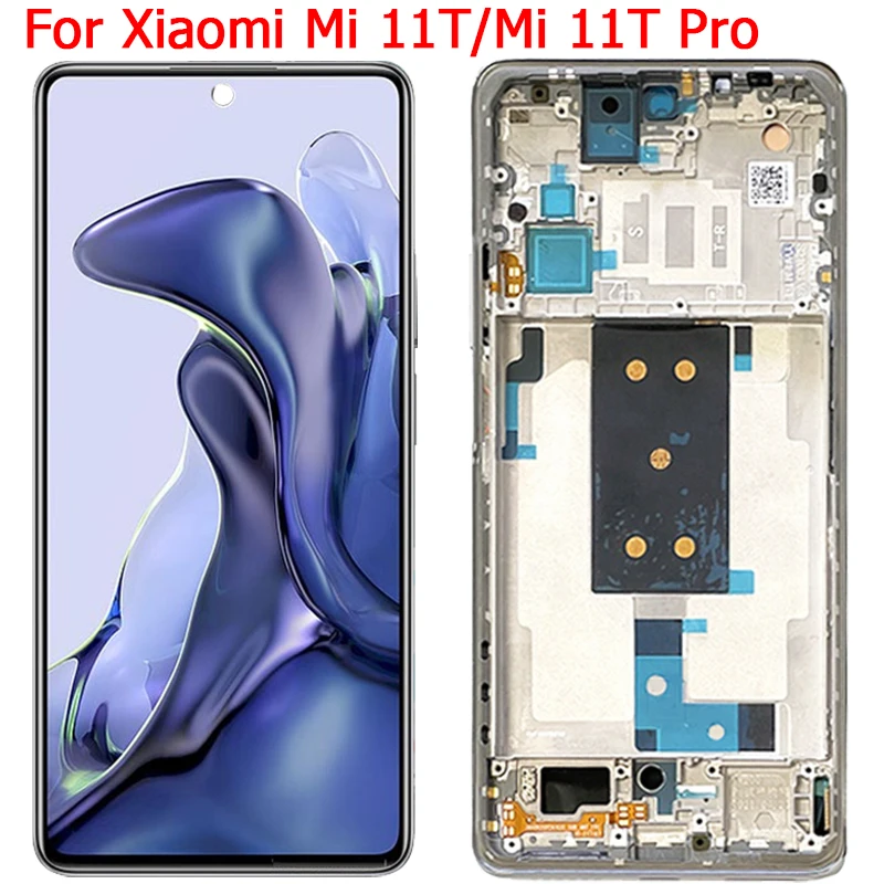 

ЖК-дисплей с сенсорным экраном и рамкой для Xiaomi Mi 11T Pro, 6,67 дюйма, Mi 11T, 2108111RG LCD 11T Pro, 2107113SG, экран дисплея