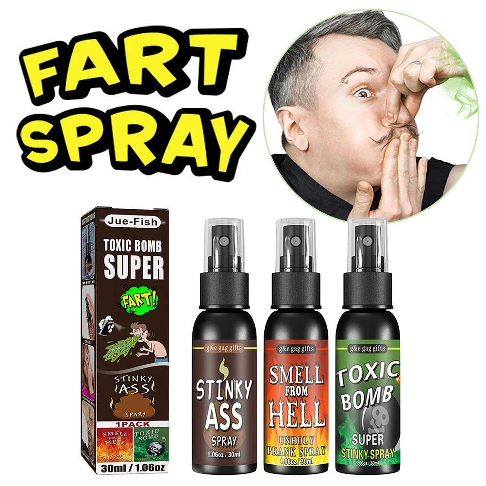 30ML Liquid Fart Gag Spray Prank Joke Spray Can Stink Bomb Ass-Smelly Stinky Gas Prank Non Toxic Smells Funny Toy Party Supplies
