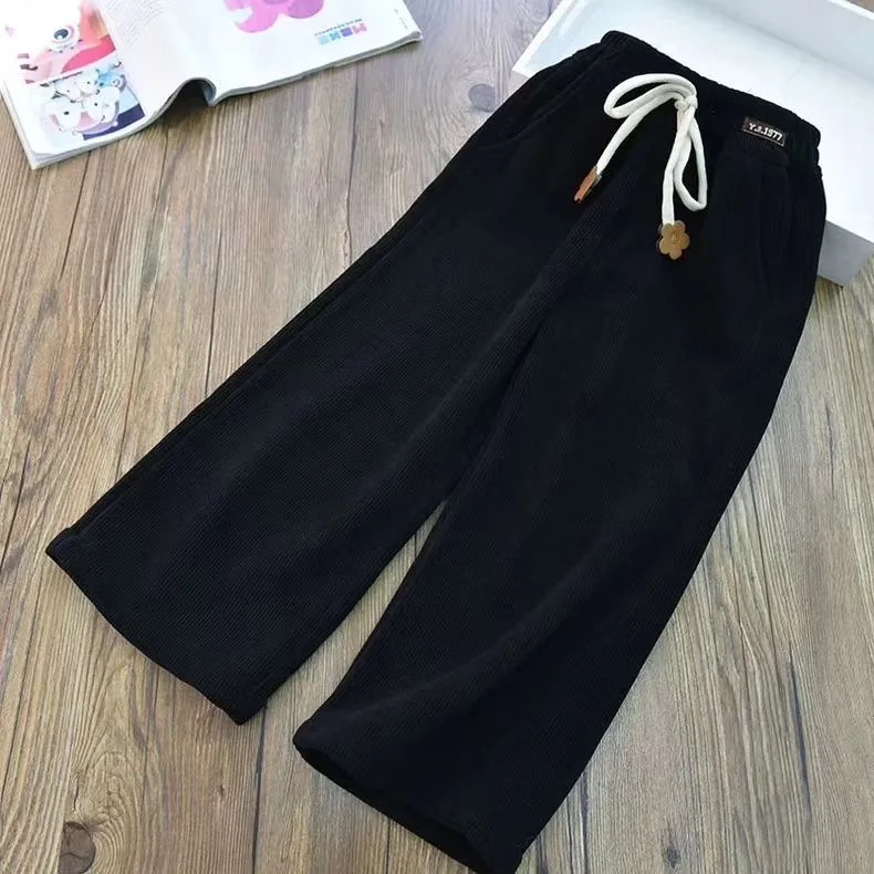 Kids Pants Floral Elasticated Wide-leg Pants Slacks Girls Kids Clothes Girls Winter Clothes Teenage Clothing