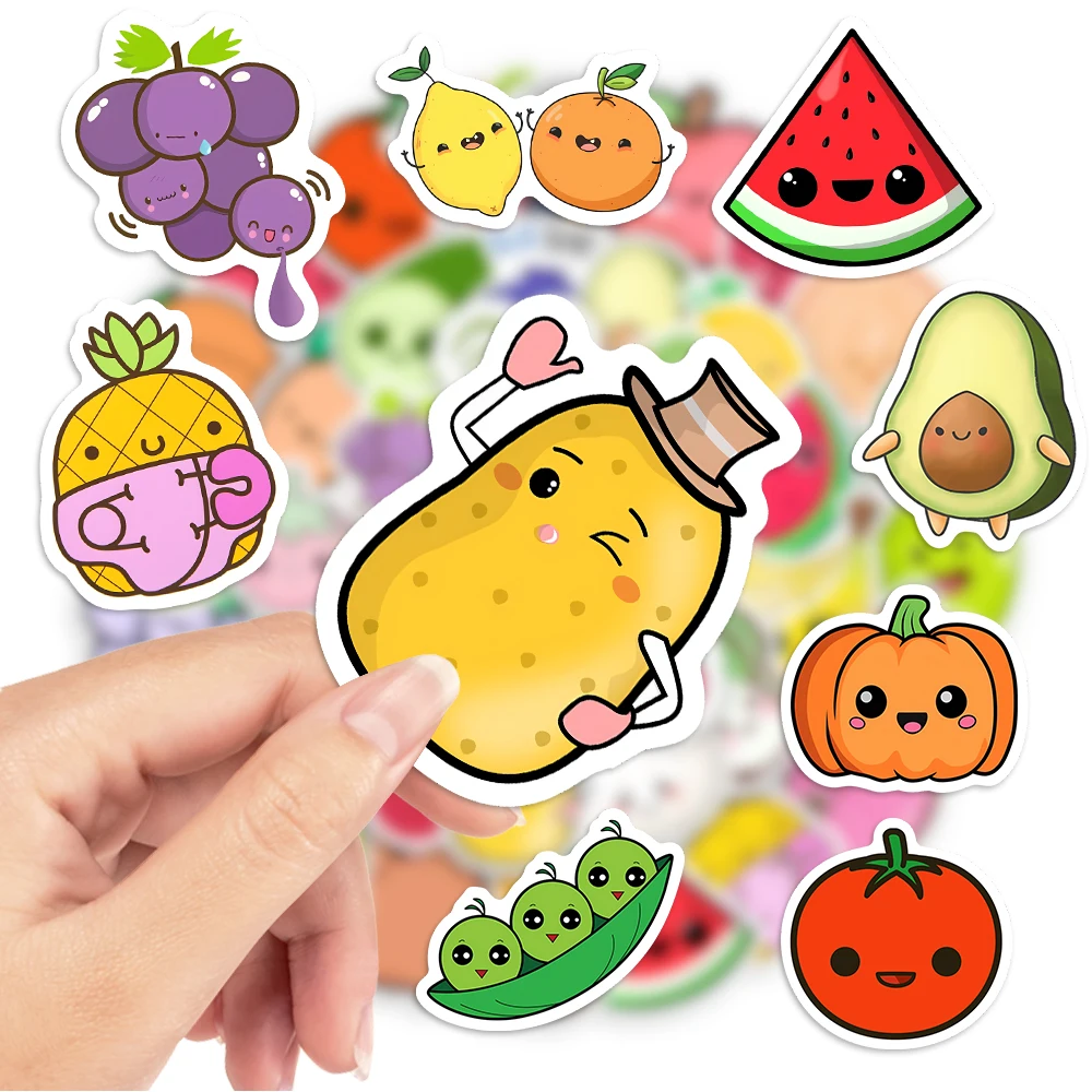 Cute Cartoon Fruit Vegetable Stickers DIY Kids Gift Decorative Decals for Laptop Photo Journal Scrapbook Luggage Waterproof cartoon stickers decorative stickers cartoon sticker diy scrapbooking accessories