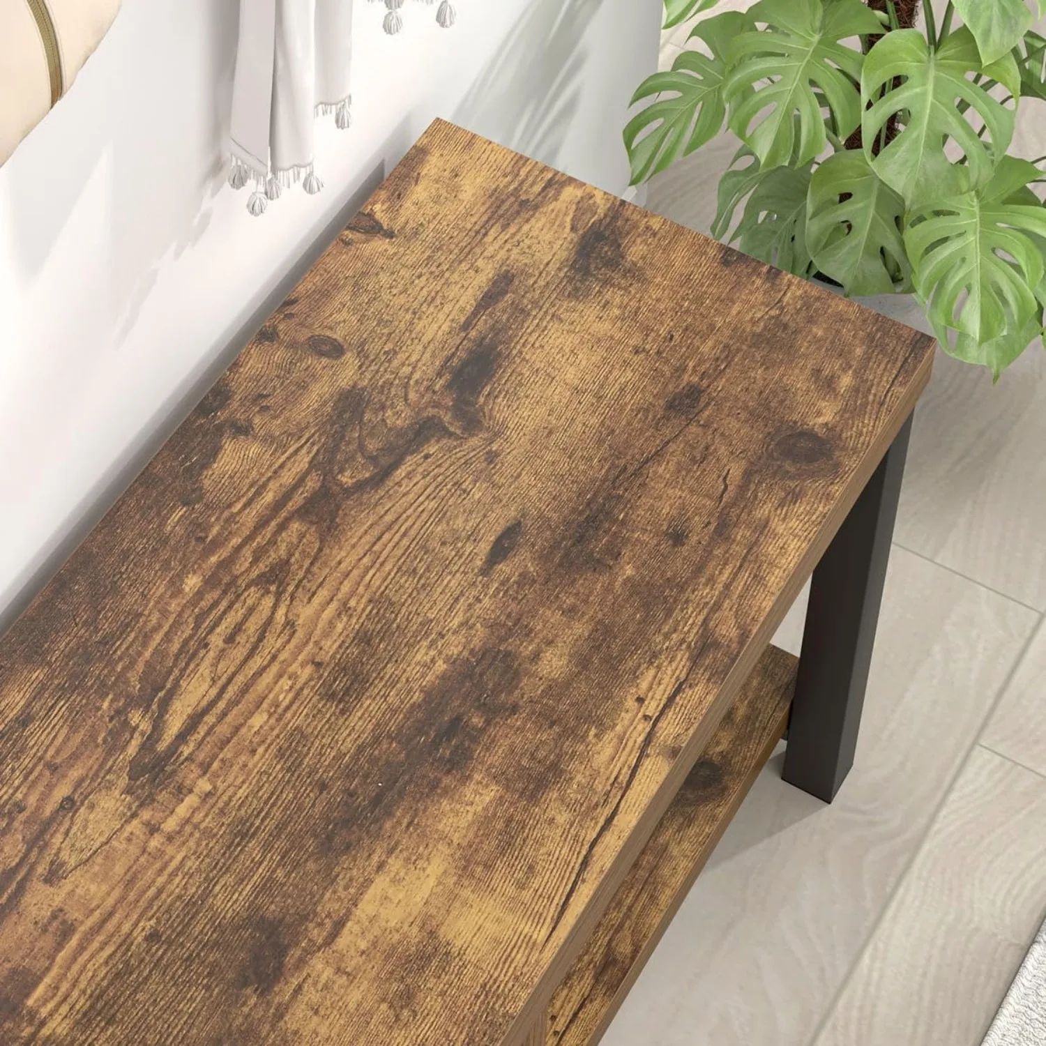 Shoe Bench Modern Wood Storage Bench for Entryway Hallway Industrial Indoor Shoe Rack Bench Seat for Living Room Bedroom 5