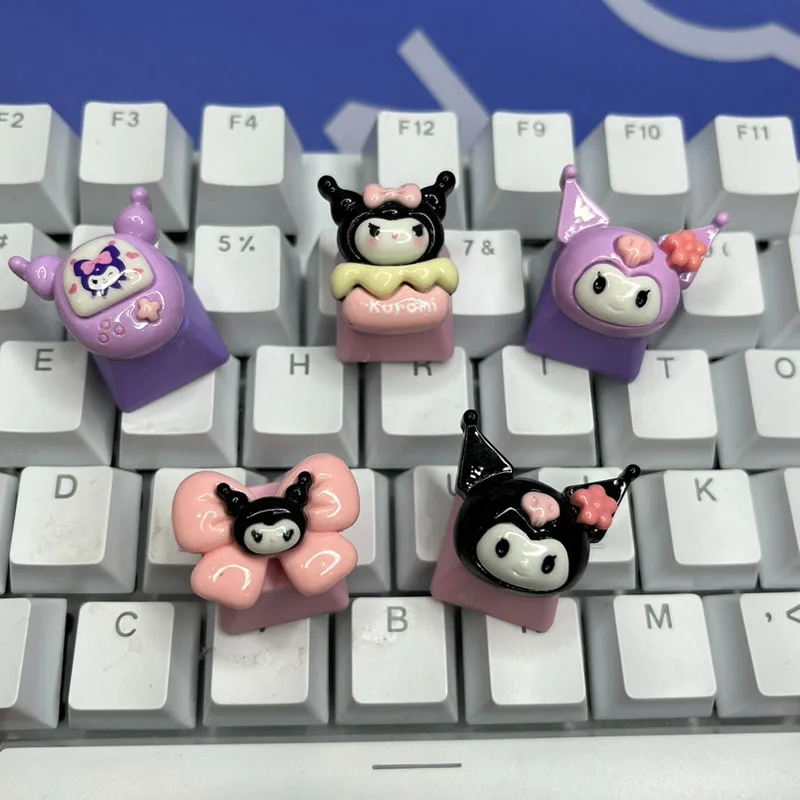 

Kawaii Sanrioed Kuromi Аниме Фигура 3D стереоскопический творчество механическая клавиатура Keycap Изысканная анимация периферийные принадлежности подарок