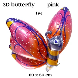 Vibrant Butterfly & Flower Helium Foil Balloons for Celebrations and Decor (3D butterfly - pink)