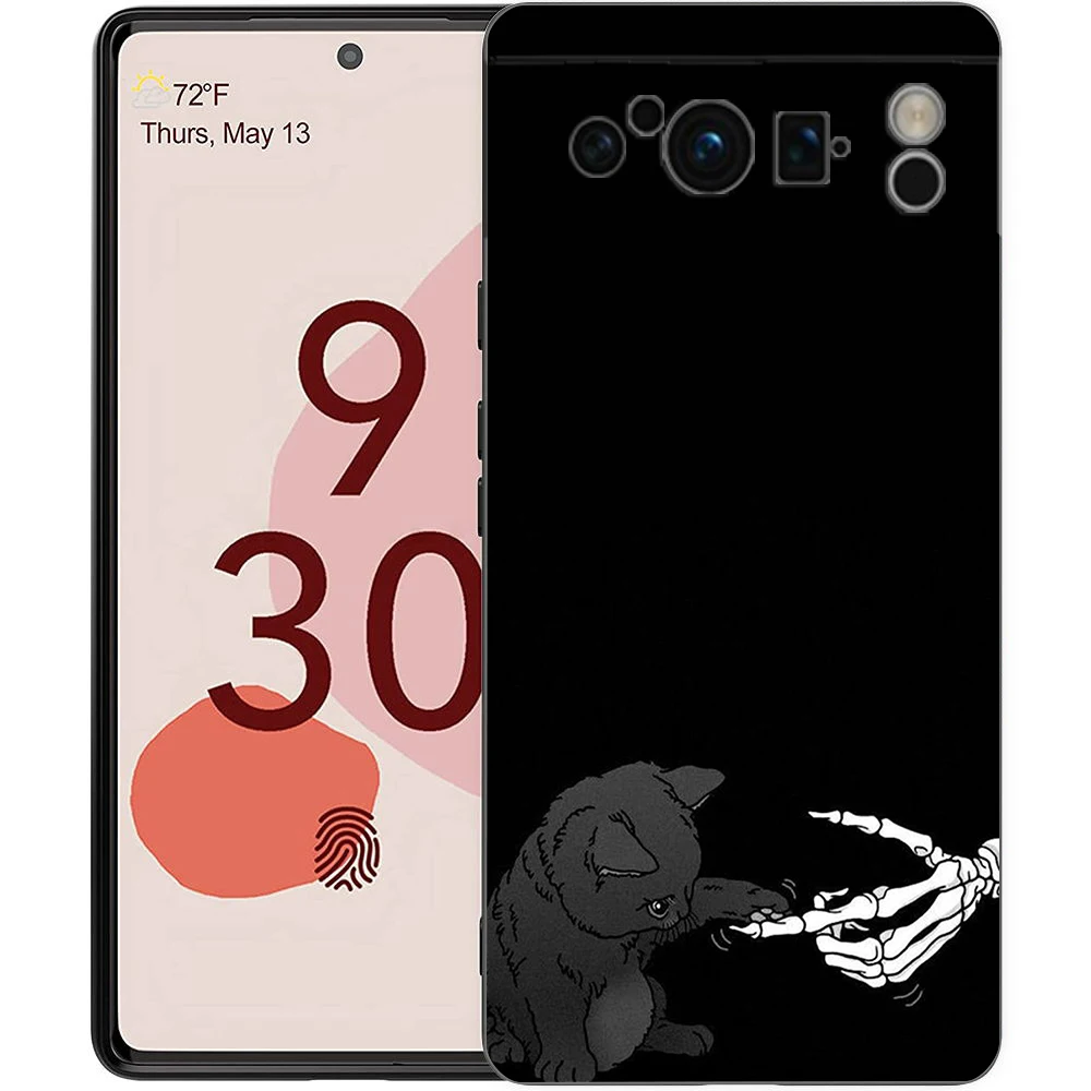 Black Soft Shell Phone Case with Funny Skeleton Design
