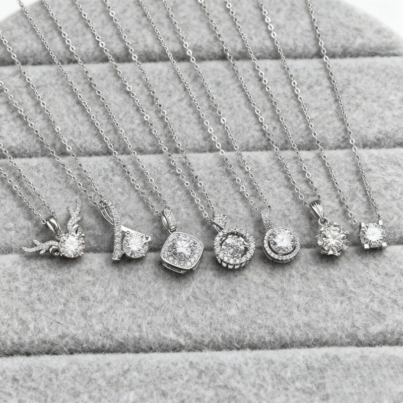 Moissanit-Halsketten, 925er Sterlingsilber, D-Farbe, runde Form, Krappenfassung, Geschenk zum Jahrestag, Erntedankfest, Hochzeit, elegant – Detail 11