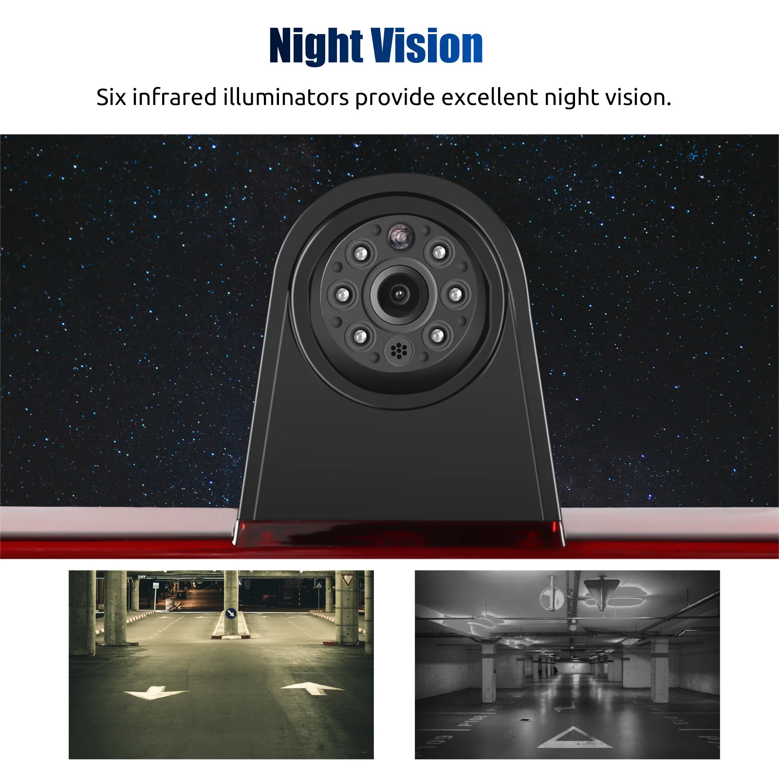 ESSGOO 170° Rear View Reversing Camera for VW Transporter T5 T6 3rd Brake Light Double Doors 8M IP68 Waterproof W/ Night Vision
