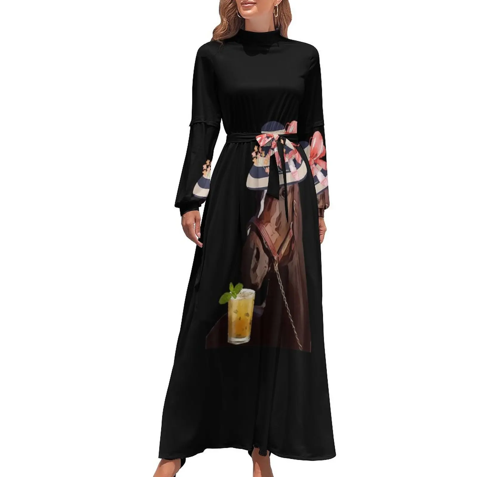 thumbnail image 1 of Vestido largo de fiesta de lujo con diseño divertido de Derby de caballos, vestido de fiesta de noche para mujer, vestidos de dama para ocasiones especiales, 1 of 5