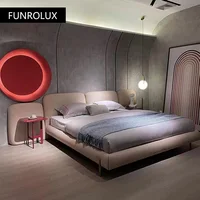 Lit en velours moderne et simple, grand lit de 1.8m, chambre principale, lit double 4