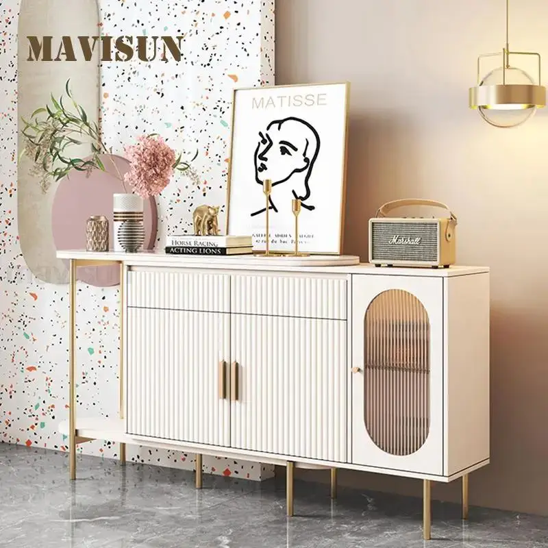 Buffet Sideboard Living Room Cabinet Dressers Kitchen Corner Storage Modern Home Decore White Finish Console Table