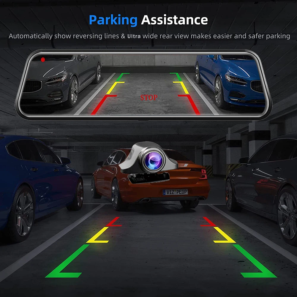 4K 3840*2160P Dash Cam Car DVR  Carplay Android Auto WIFI BT FM AUX 10 Inch Drive Recorder Dashcam Camera Stream RearView Mirror