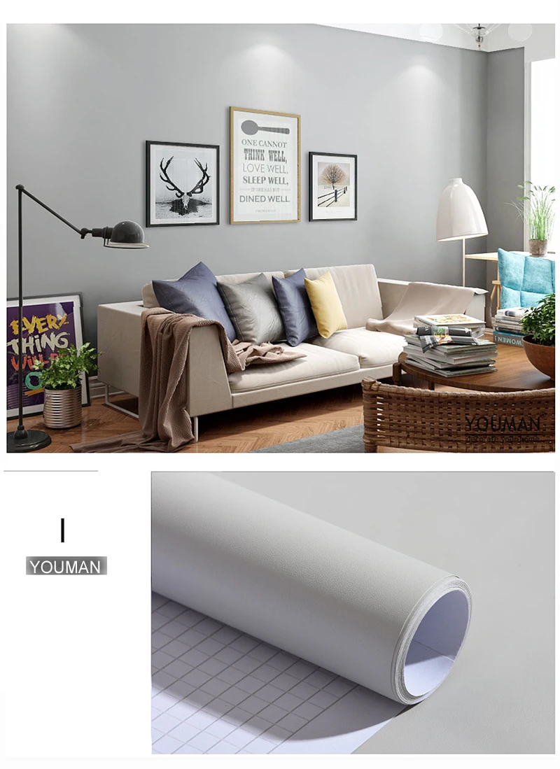 자기 접착 벽지 장식 비닐 매트 흰색 접착 종이 거실 가구 벽 부엌 캐비닛 장식 PVC