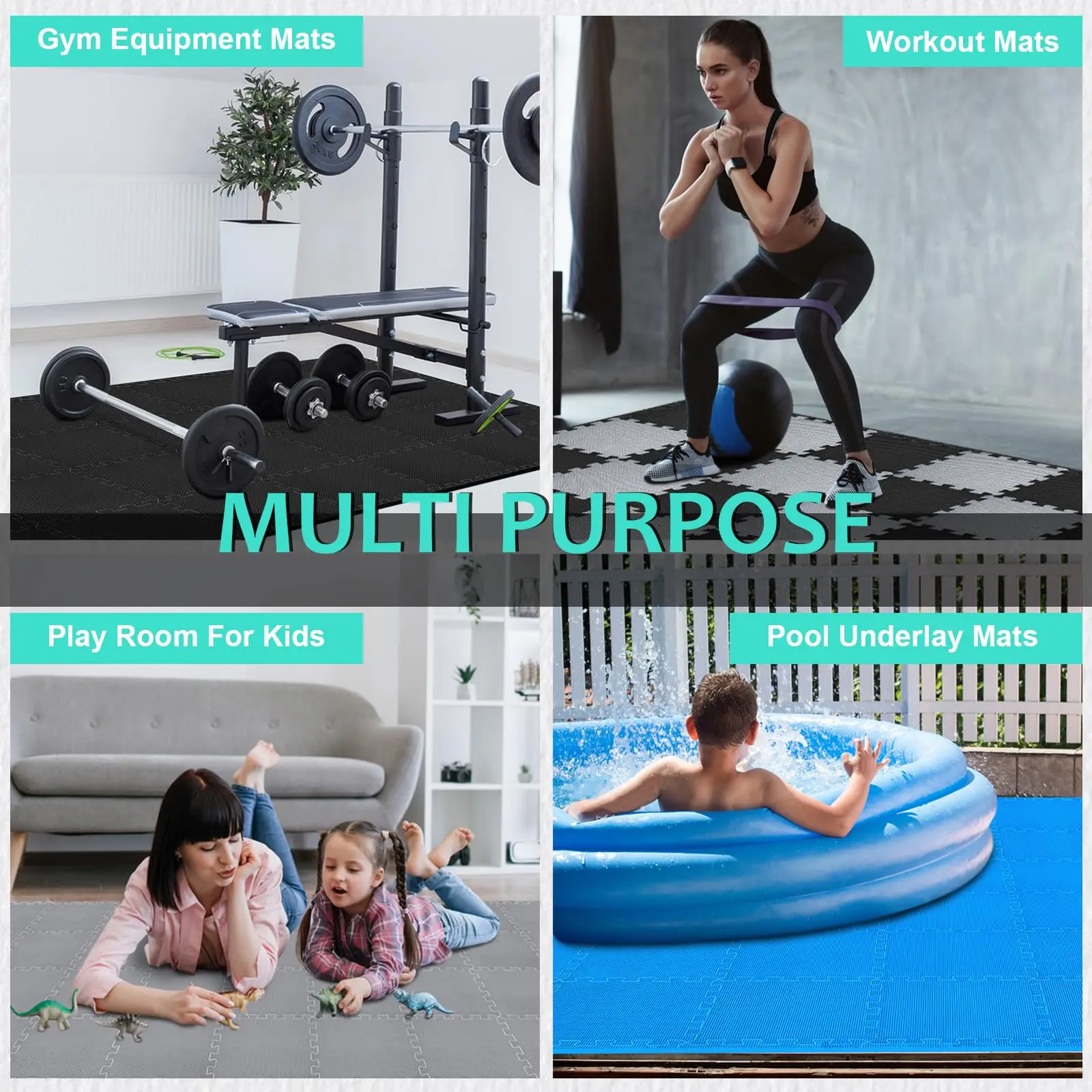 Sports Floor Mats 6 18pcs Gym Flooring Set EVA Interlocking Foam Floor Tiles for Home Gym Play Workout Exercise Mats Fitness Puzzle Exercise Mat