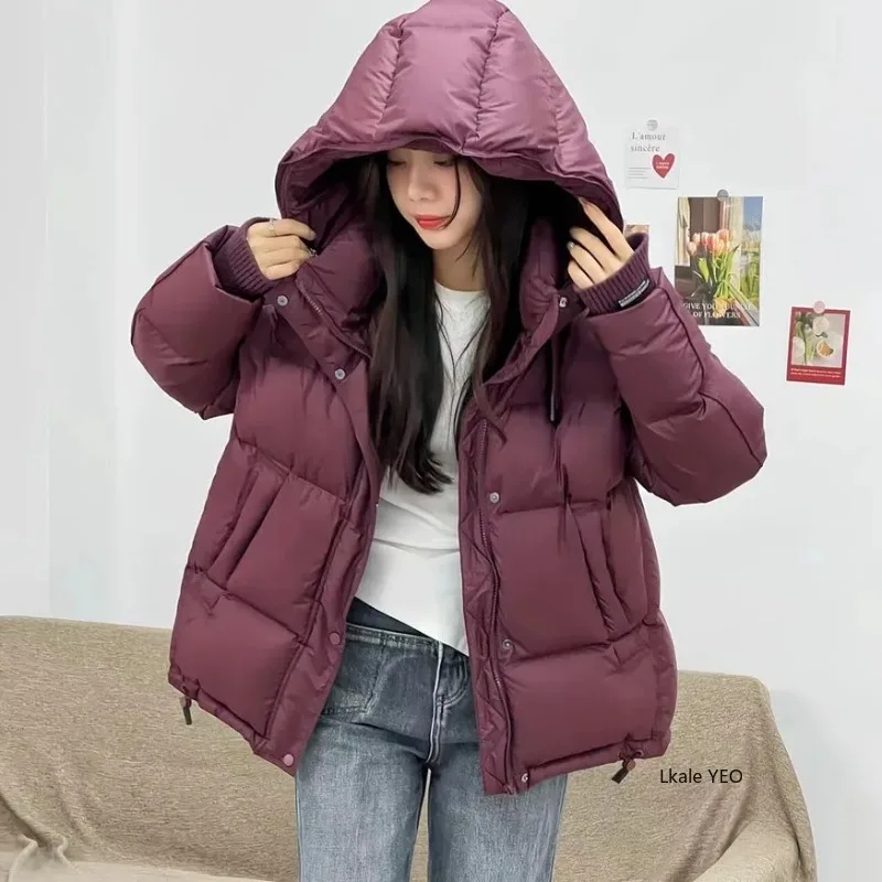 Ladies Down Cotton Jacket 2025 Hooded Medium To Long Women's Winter Parka Coat Comfortable Korean Version Female Outerwear